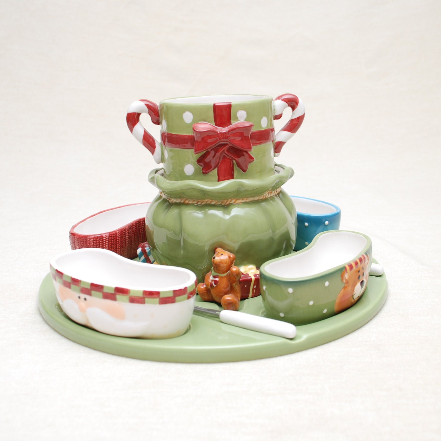 Fondue Set Holiday / Christmas Themed Cheese Fondue, Chocolate