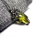 Wire wrapped silver necklace, poison ivy green olive, swarovski crystal marquise arrow shape, romantic luxury unique