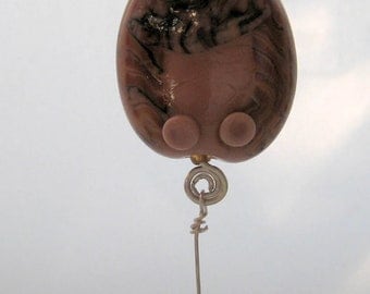Ginger cat pendant one of a kind, handmade lampworked glass