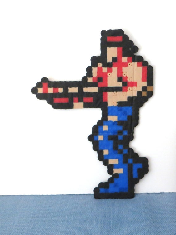 CONTRA GUY Arcade Classic Pixel Art Created with Perler Beads