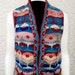 Vest, Fair Isle Hand-Knitted, Circle Pattern, multi-colored
