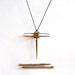 LAST ONE geometric, tribal, brass spike, brass cube white hairpipe bone bead and black rope, long, beaded necklace