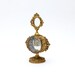 Vintage Perfume Bottle with Dauber, Gold Filigree, Cherub & Floral Design, Beveled Glass