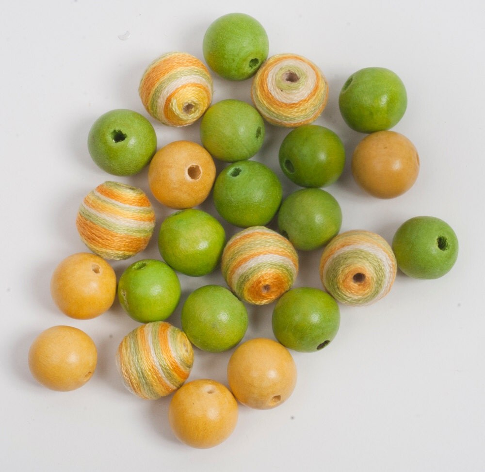 Mixed Beads Green & Yellow 24 Count by gritsandgravy on Etsy
