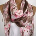 Lightweight Long Scarf Floral Brown Pink Woman Shawl Fall Autumn Fashion
