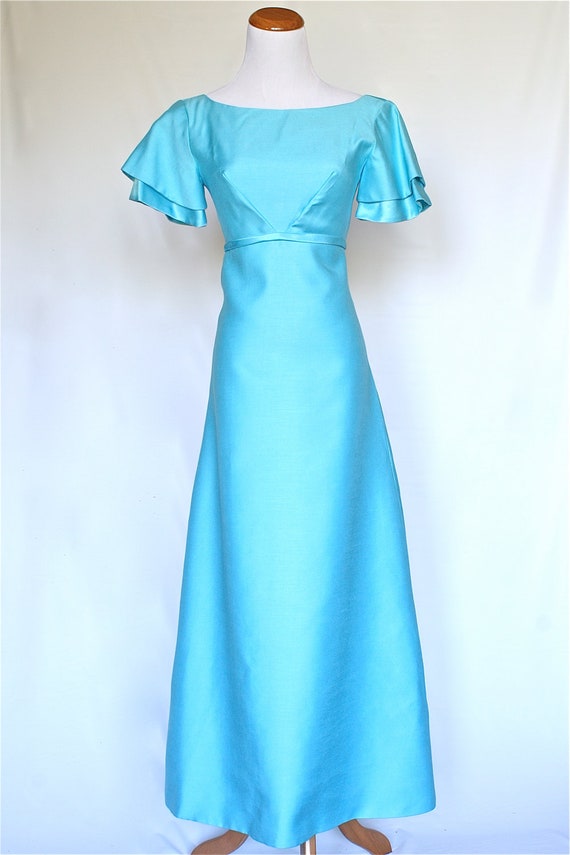 60's Vintage Prom Dress, Aqua BlueDress, Vintage Bridesmaid Dress