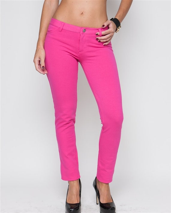 hot pink skinny pants