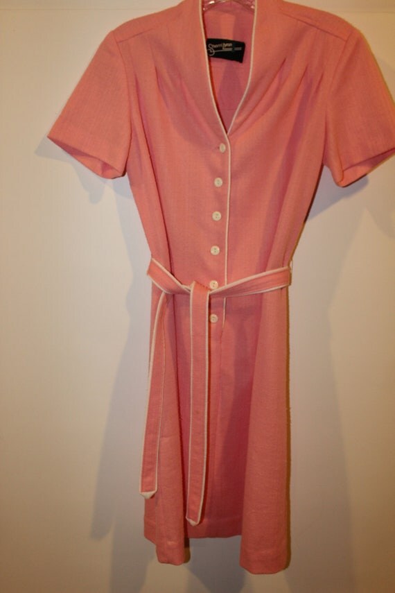 Vintage 80s Pink Waitress Dress Cute Day Dress by LuLusVintageMart