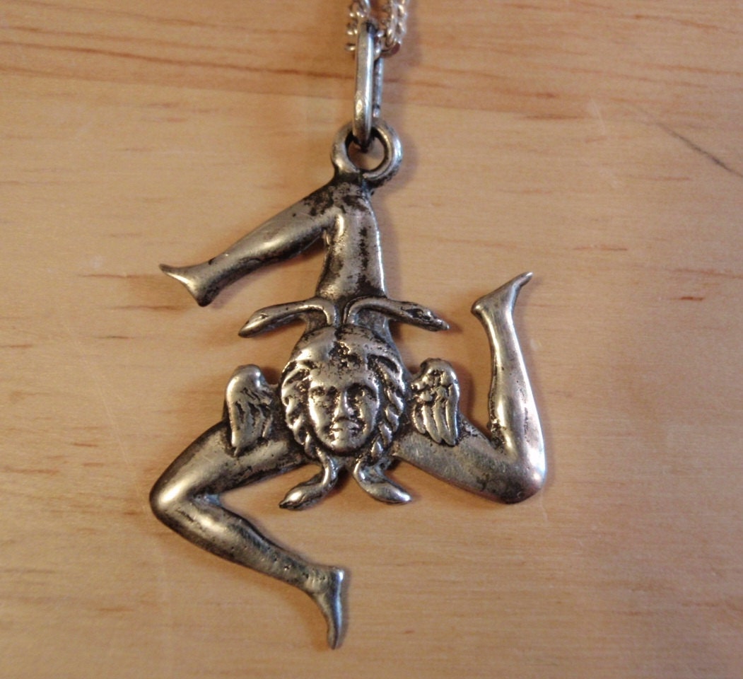 TRINACRIA of SICILY Rare vintage 800 Silver Pendant / Charm