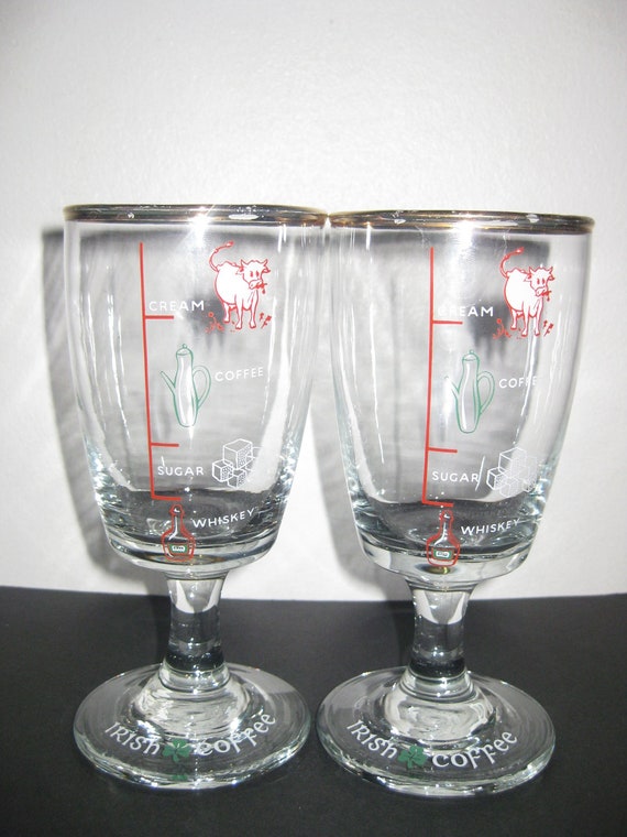 Vintage Irish Coffee glasses measurement glasses glass