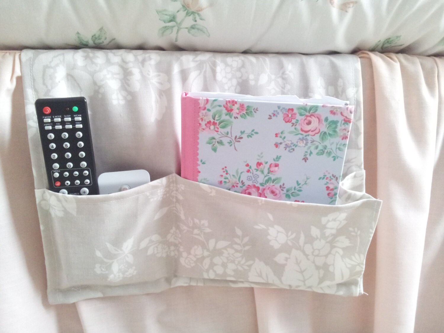 Remote caddy bed caddy remote control holder or organizer