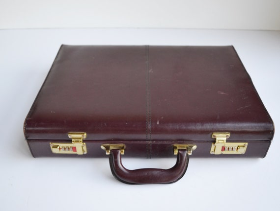 burgundy leather briefcase