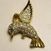 Hummingbird Brooch Gold Tone Vintage Crystals Costume Jewelry Silver Tone Fauceted Fashion Green Glass
