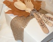 FALL PiCiNiC LunchBoX -4 cutlery SETS PapER LeaVeS - Hand Stamped Wood Cutlery AnD The LUNCHBOXS Il_170x135