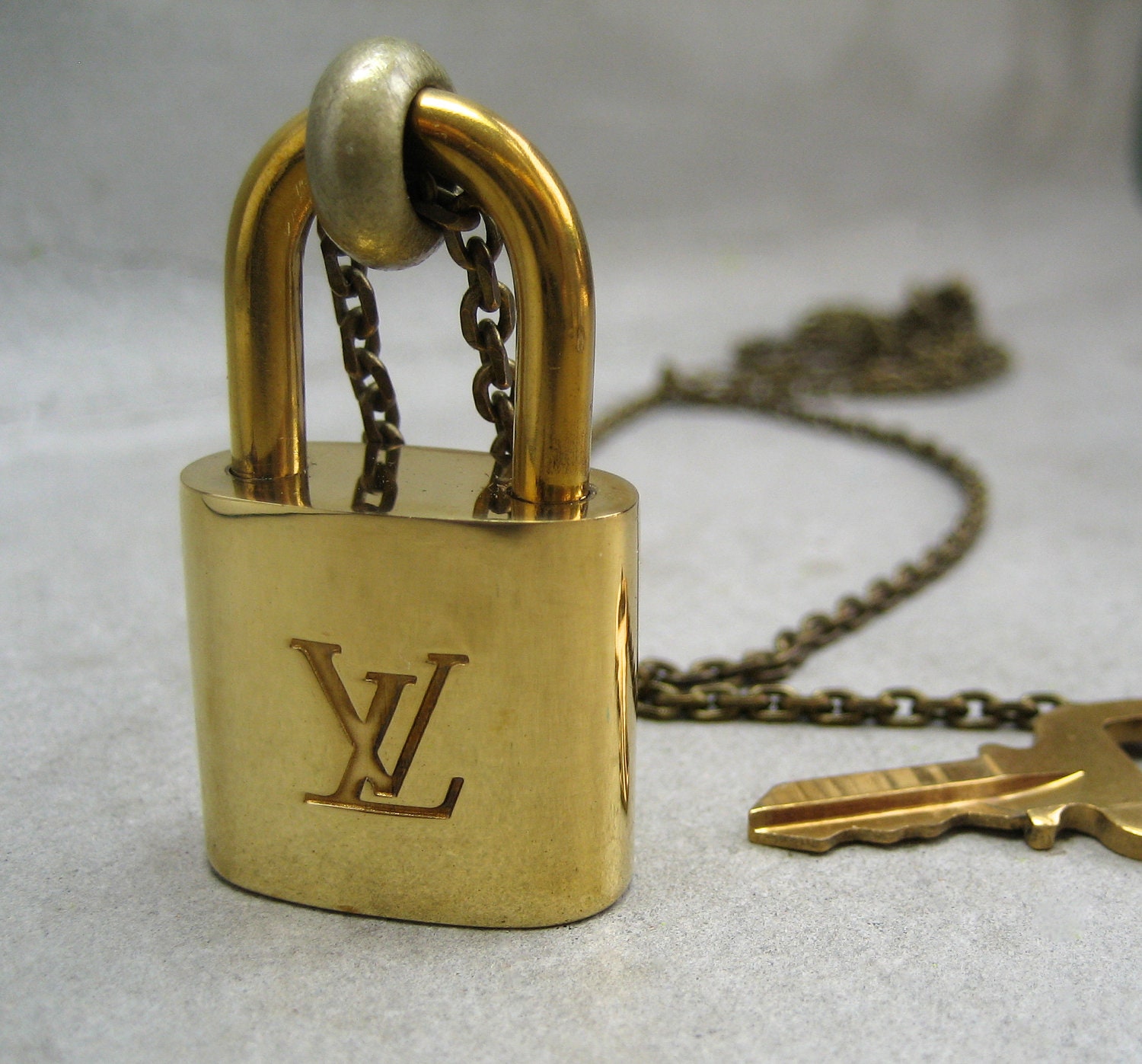 Louis Vuitton Padlock And Key Necklace Lock Necklace by PieceLust