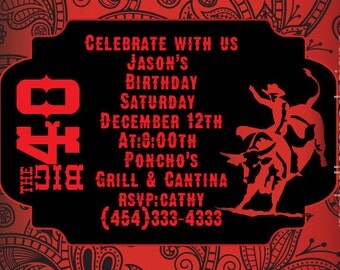 Adult Western Theme Birthday Invitation