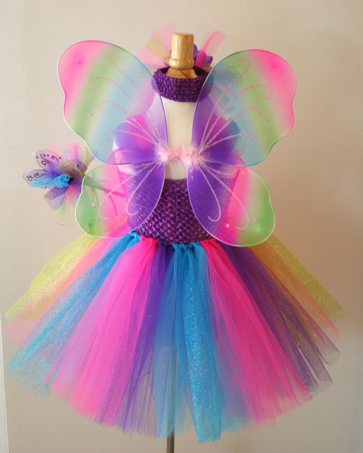 Girls Glitter Tutu Dress with Headband Butterfly Wings