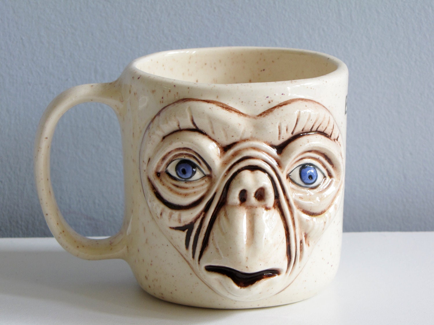 1980s ET Coffee Mug Cup Ceramic 3D Handmade Face Mug SciFi