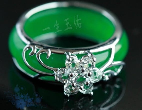 Light green jade. charm jade ring Customize your ring by jade2080