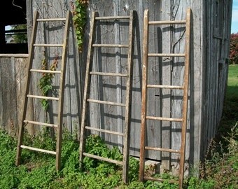 Antique Wood Ladder with 6 Rungs - 72" long - Choose a Vintage Surface or Pick a Color