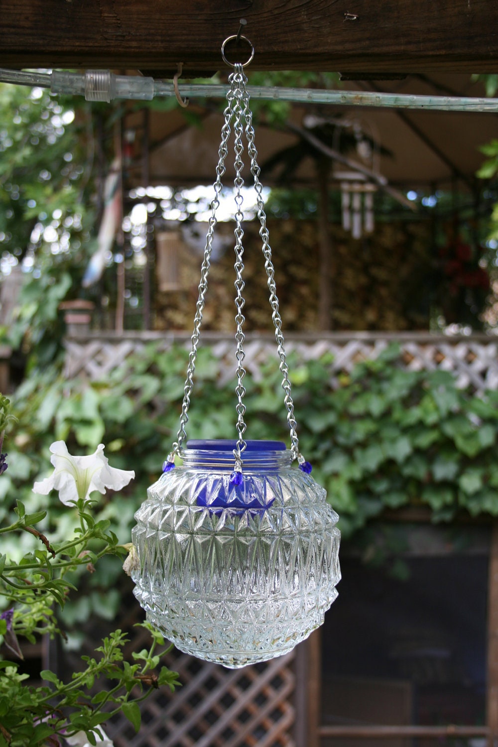 Repurposed Light Globe Hanging Candle Lantern by NewViewsbyDani