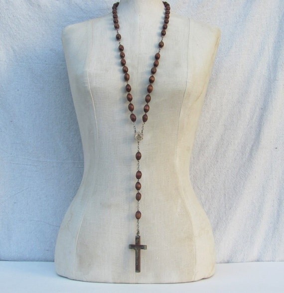 SALE huge 32 XL VINTAGE Rosary Nuns Rosary Necklace