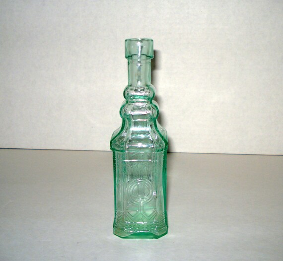 Vintage Decorative Green Glass Bottle by TrueVintageSparkle