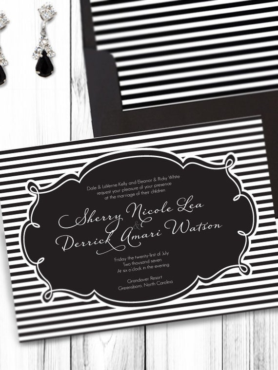 Black And White Striped Invitations 8