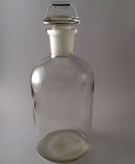 Vintage Pyrex Lab Bottle With Stopper Glass by FourthEstateSale