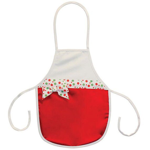 Items similar to Child's Ribbon Apron Embroidery Blank Monogram Red