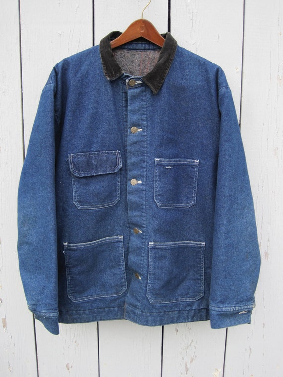 Vintage denim Prison work coat blanket lined by BlueCollarSupply