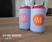 12oz Can Koozie- Small Diagonal Stripes Personalized Monogram