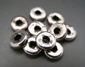 Mykonos Greek Ceramic Beads 8mm Antiqued Oxidized Silver Spacers Naos