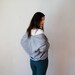 vintage SWEATER cardigan / 1960s HEATHER gray penguin applique deep v button up sweater