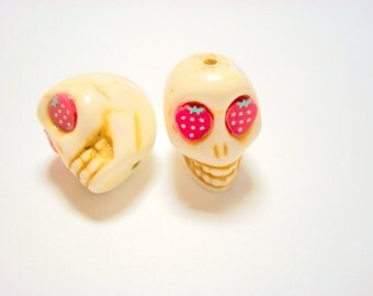 Strawberry Surprise 18mm Howlite Sugar Skull Beads