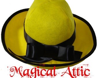 Custom Boutique Halloween MADELINE Yellow Felt Hat