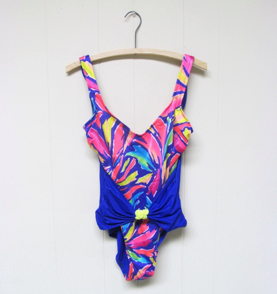 Vintage 1980s Swimsuit / 80s Neon Catalina by RanchQueenVintage