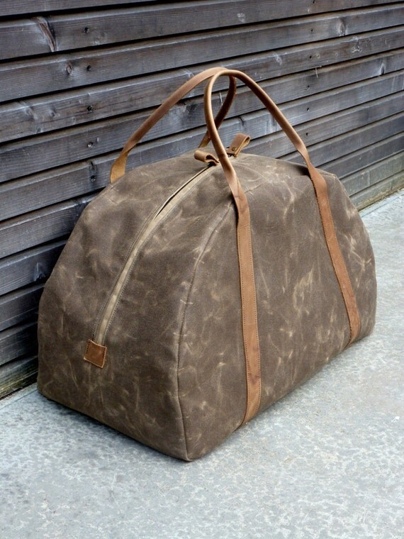 Waxed canvas weekend bag / weekender / duffle bag by treesizeverse