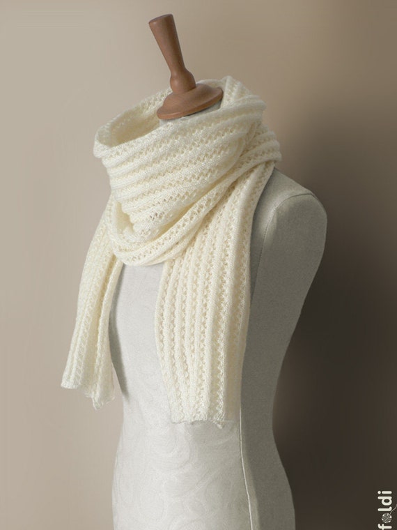 Items similar to Knitted mohair scarf, unisex scarf, ribbed scarf in ...