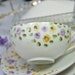 Sweet Vintage Tea Cup and Saucer, Hand Painted, Purple Yellow Flowers, Japan
