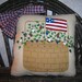 Primitive Patriotic Pillow Tuck Americana Folk Art Basket & Flag Wall Hanging Ornie