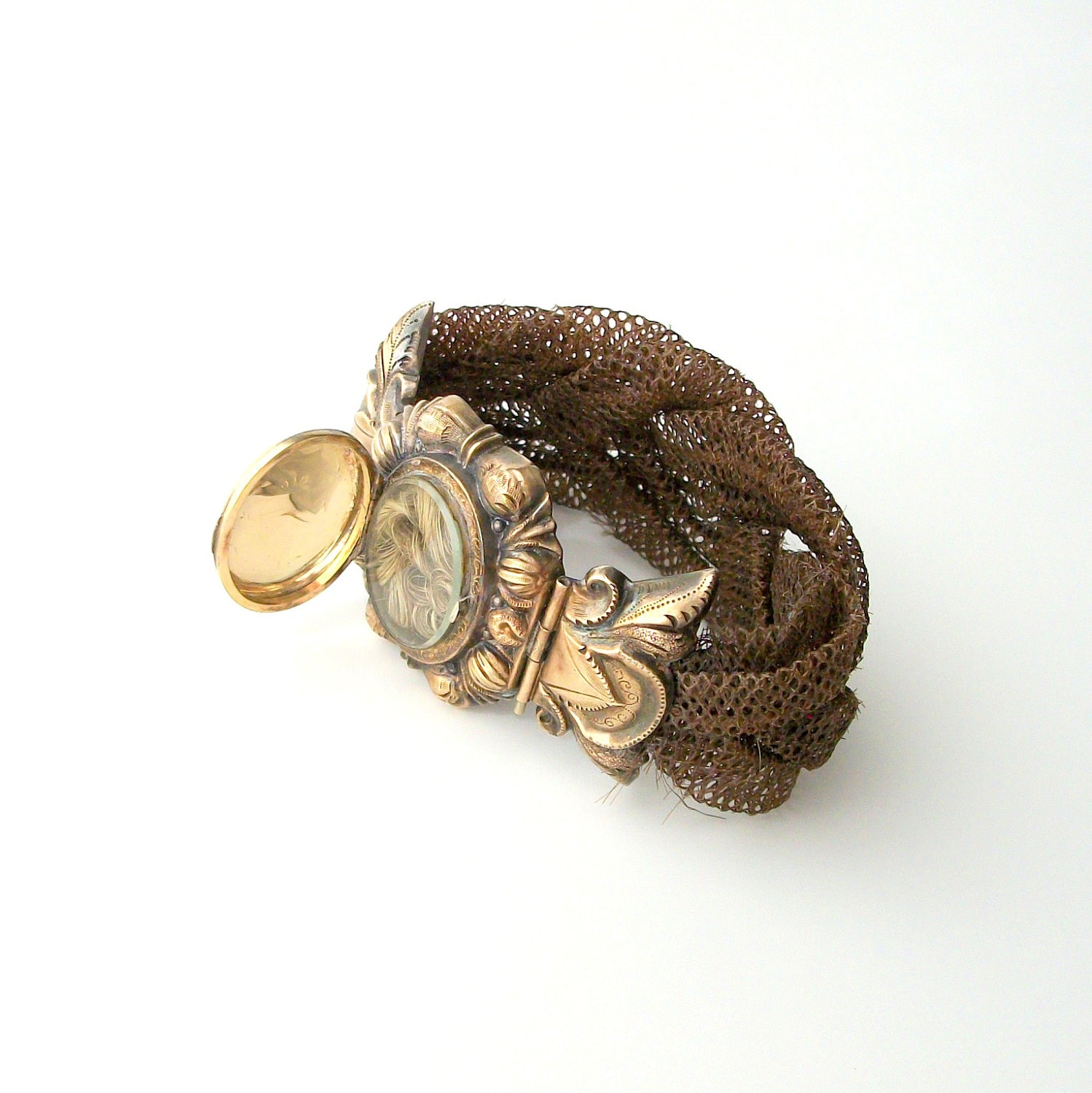 Antique Victorian Mourning Jewelry. Hair Work Locket by TheDeeps