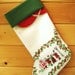 Christmas Stocking / Vintage Stocking / Large Stocking / Christmas Tablecloth Stocking / Cottage Chic Stocking / Christmas Carolers
