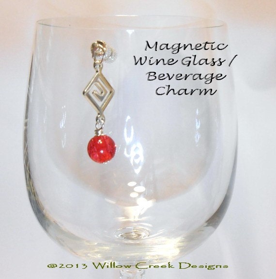 Colorful Wine Glass Charms Greek Key Wine by nancybaha