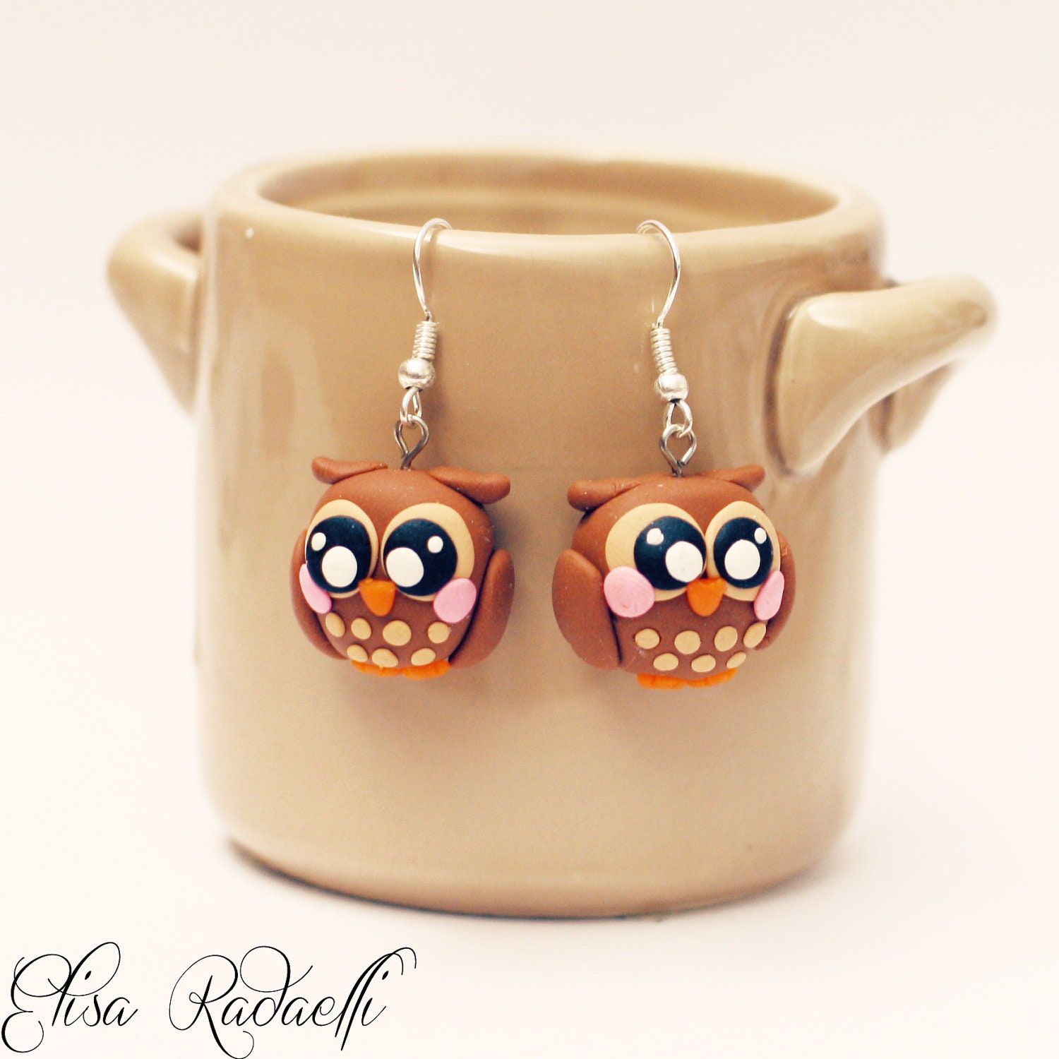 owl earrings polymer clay