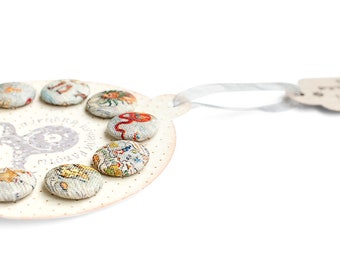 Fabric covered buttons handmade round grey Buttons medieval vintage style Map detailed and fun