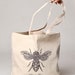Double-sided Honey Bee Art Print Canvas Tote Bag / Recycled Canvas Tote Bag