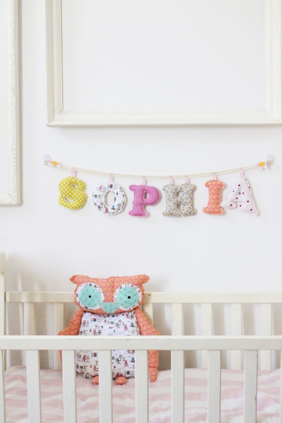 Items similar to Baby name banner ,6 letters girl's room ...