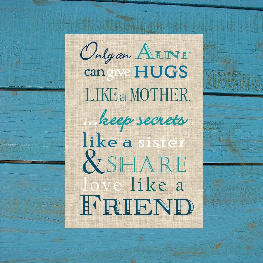 Aunt Gift. Only an Aunt can give Hugs Poem. Print and Pop into