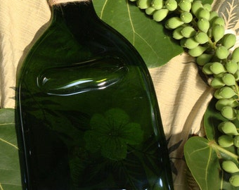 Large flat wine bottle cheese tray-slumped glass-Flat Bottle-Holliday Platter-Gift Idea-Melted Bottle-Serving Dish-Recycled Glass-Upcycled